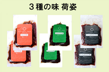 【3か月定期便】エミュー焼肉用3種の味セット K006329