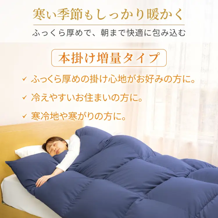 【冬用】洗える 羽毛布団 セミダブル 本掛け ホワイトダックダウン 85％ 1.4kg 350dp 無地 ネイビー 4つ星 エクセルゴールドラベル [川村羽毛 山梨県 韮崎市 20742901]