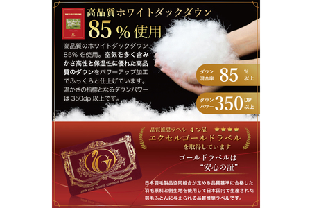 【冬用】洗える 羽毛布団 本掛け ホワイトダックダウン 85％ 1.6kg 350dp 無地 ネイビー 4つ星 エクセルゴールドラベル [川村羽毛 山梨県 韮崎市 20742900]