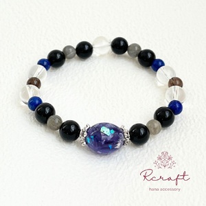 りんどうのモチーフ×天然石ブレスレット [1461]