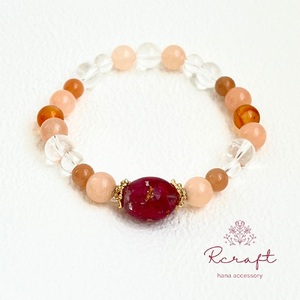 もみじのモチーフ×天然石ブレスレット [1462]