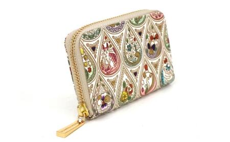 【文庫屋大関】ファスナー 小銭入れ 花と猫＜ミックス＞【皮革工芸品】財布 牛革 コンパクト 東京