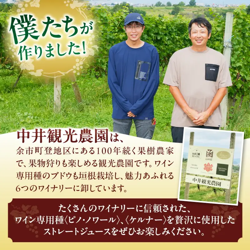中井観光農園ストレートブドウジュース赤白2本セット_Y037-0331 