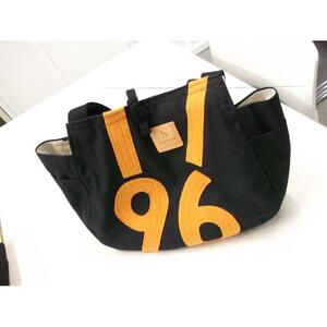 【競走馬調教用ゼッケン使用：ゼッケンバッグ】　トートバッグＬ【2-黒色ゼッケン×橙文字】