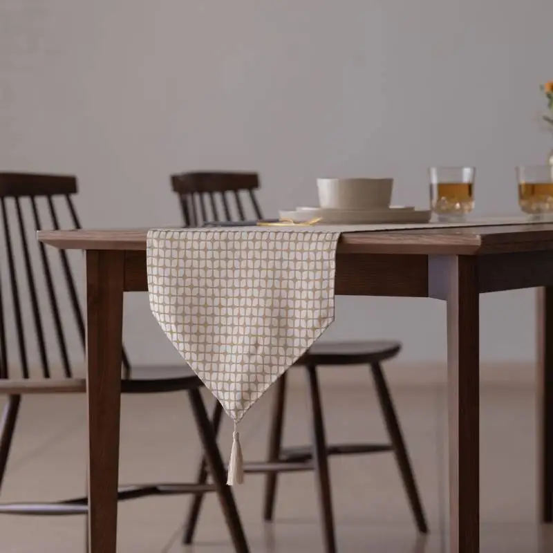 Calm Table runner with tassel／カルム テーブルランナー タッセルつき Mサイズ スノー