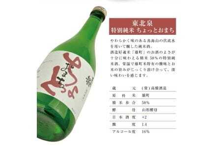 東北泉 特別純米 ちょっとおまち 720ml×2本 高橋酒造 山形県 遊佐町 庄内 日本酒 酒 お酒 清酒 特別純米酒 雄町 家飲み 宅飲み おうち時間 [1475]