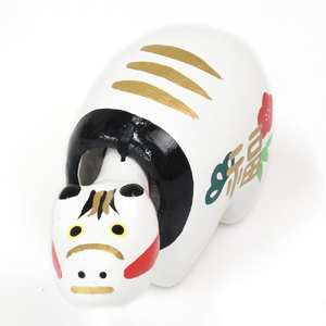 松竹梅べこ 白｜赤ベコ アカベコ あかべこ 郷土玩具 会津 会津若松 お守り 魔除け 飾り物 ギフト 贈答 プレゼント 幸運 牛 [0851]