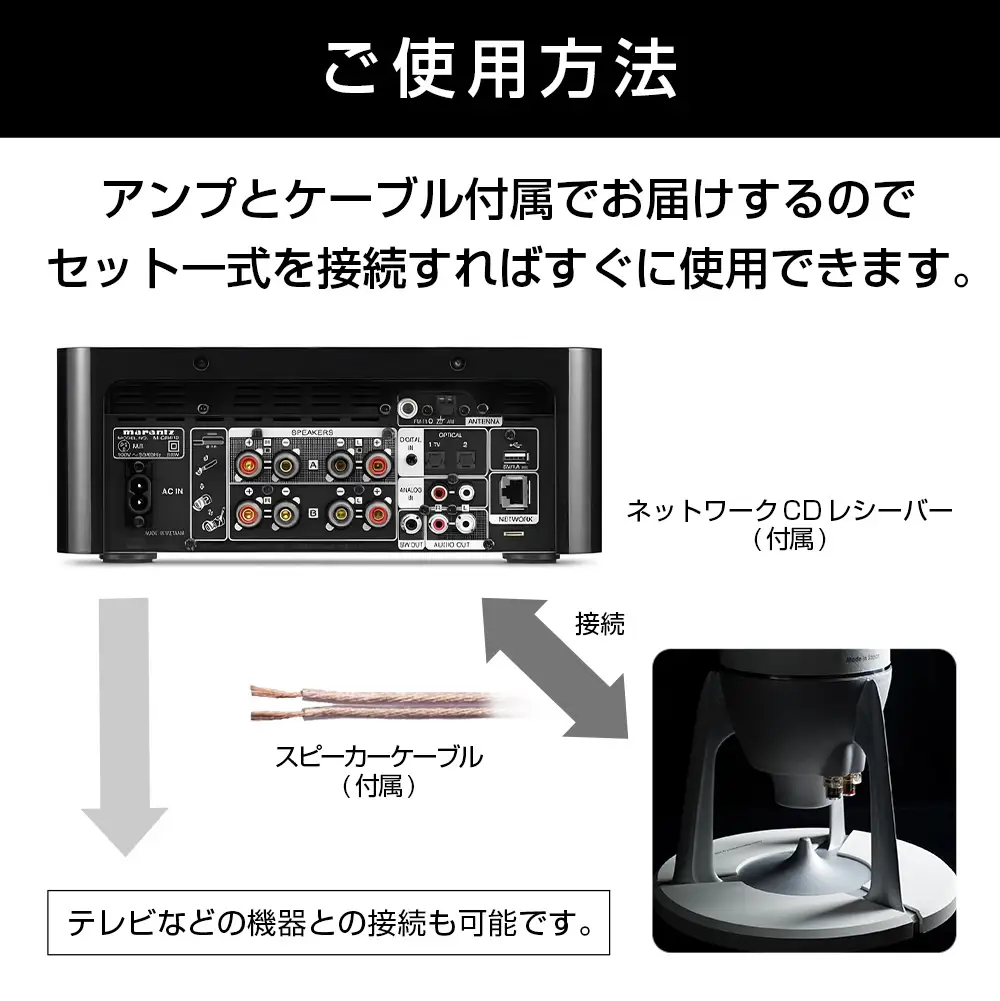 オーディオ スピーカー アンプ セット Egretta エグレッタ TS1000 無指向性バスレフ・タワー型スピーカー オオアサ電子 全方位 無指向性 スピーカー Marantz ネットワークCDレシーバー M-CR612_OE025_016