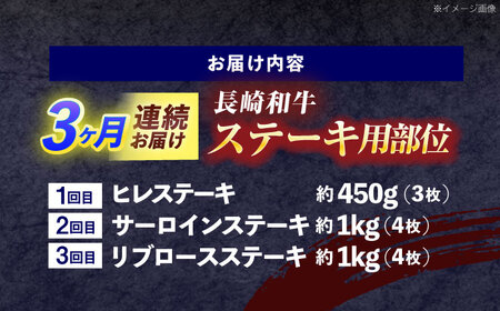【3回定期便】長崎和牛 ステーキ用部位×3回定期便[OCE106]