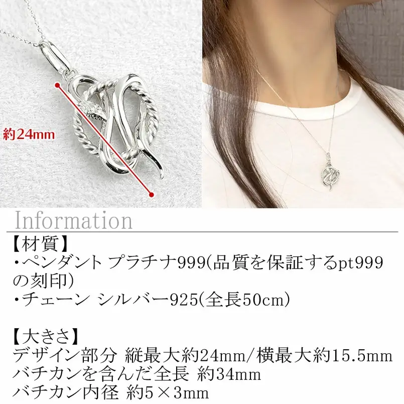 ヘビ 蛇 プラチナ ペンダントトップ pt999 ネックレス 純プラチナ スネーク 干支 巳年 縁起物 240828mro403pt999 SWAA177
