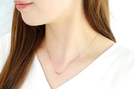 【0.12ct】K18PGグラデーション ダイヤモンド ネックレス CSN00201-18P 18金 SWAV018