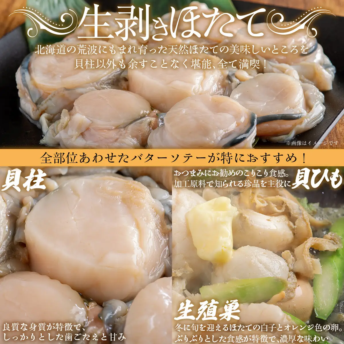 冷凍生剥きほたて 1kg（500g×2） ABAE009 | ほたて