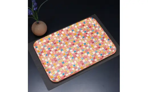 タツクラフト 友禅和紙トレー M 33cm 2枚セット 梅桜 格子 【Tk305】【ttcf922-yum-3】