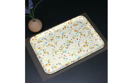 タツクラフト 友禅和紙トレー L 39cm 2枚セット 桜扇 金流水 【Tk326】【ttcf922-yul-10】