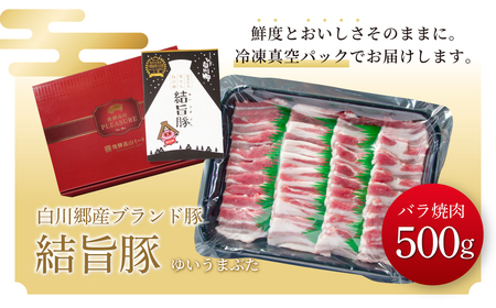 結旨豚 バラ焼肉 500g 冷凍真空パック | 肉 お肉 豚肉 国産 焼肉用 白川郷 岐阜県 白川村 ブランド豚 人気 おすすめ ギフト 8000円 飛騨高山ミート [MS004]