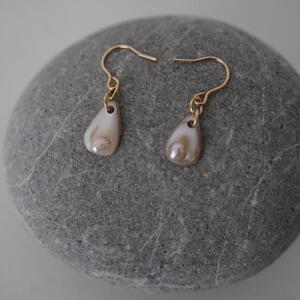 琵琶パールと池蝶貝のピアス（THE SHELL with BIWAPearl)