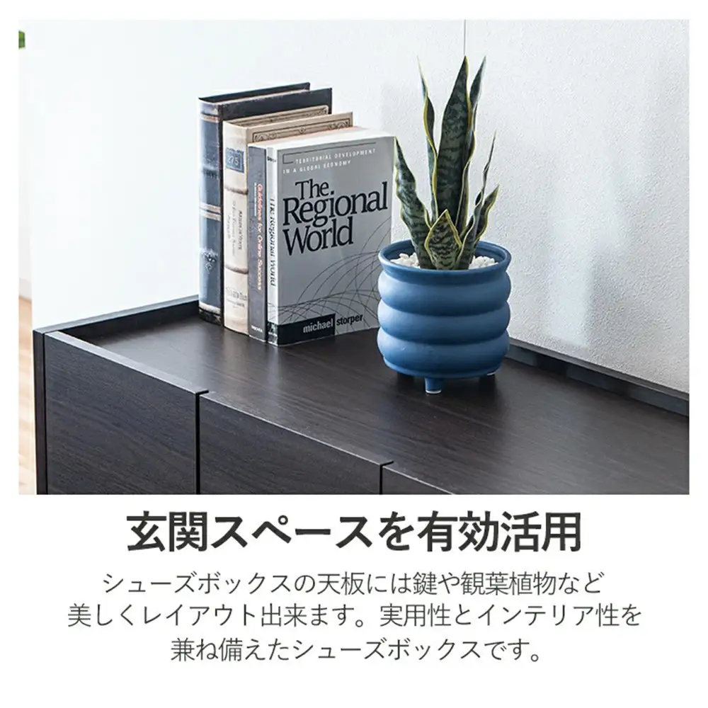 シューズボックス 靴箱 90 ロータイプ ダークブラウン 玄関収納 下駄箱 開き扉収納 収納棚 水洗い可能棚板 耐水 可動棚 食器棚 多目的収納 大川家具 おしゃれ