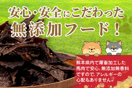 ペット用 熊本加工 手作り 馬肉 ジャーキー 【 100g 】 ドッグ フード ペット おやつ 食事 無添加 無香料 ヘルシー 高栄養  お肉専門店 熊本県 馬肉 国内加工 041-0509