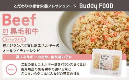 【12ヶ月定期便】完全国産・獣医師オススメの愛犬の安心ごはん【Buddy FOOD バディフード】 3種セットC（牛豚鯖） JS-314