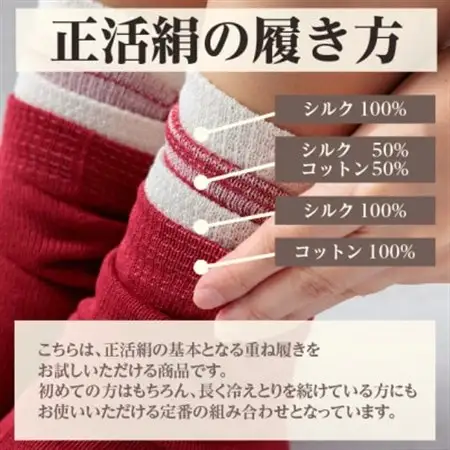 正活絹 冷えとり靴下 基本シルク・コットン4組セットE(Lサイズ)_装飾品・工芸品  靴・履物 _【1581469】