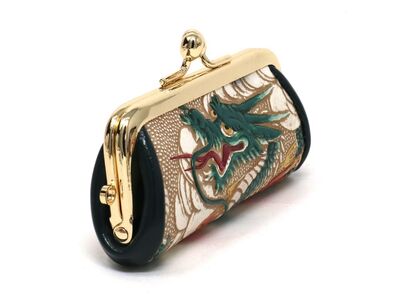 【文庫屋大関】印鑑ケース 龍＜緑＞【皮革工芸品】牛革 小物入れ 小銭入れ お祝い ギフト プレゼント 東京