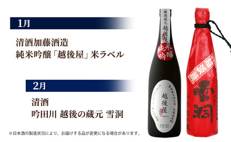 【毎月届く！】上越市12蔵の日本酒定期便 720ml×12本 12か月連続でお届け お酒 銘酒 飲み比べ 新潟県 