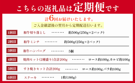 【6回定期便】鹿児島黒牛 バラエティセット 焼肉 すき焼き ステーキ バラスライス 和牛ミンチ ハンバーグ 鹿児島牛 鹿児島黒牛 黒牛 ロース カルビ バラ 冷凍 定期便 6回
