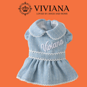 犬 服 ドッグウェア「VIVIANA」パフスリーブワンピース（LightBlue）|犬用 服 ペット犬 ドッグ ペット用品 愛犬 ファッション 秦野 神奈川