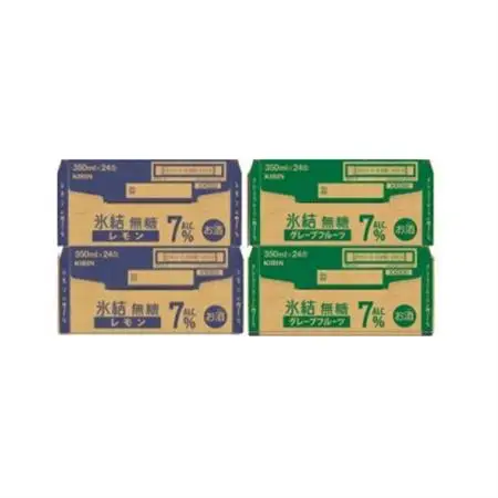 キリン氷結無糖7% レモンとグレープフルーツ各2箱 350ml 4ケース(96本)【複数個口で配送】_酒・アルコール リキュール・洋酒    酒・アルコール   _【4062050】