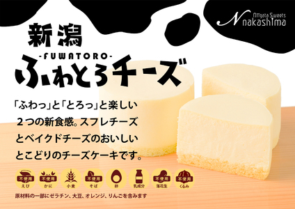 濃厚なのに優しい口当たり『新潟ふわとろチーズ』 9個入り 1箱 レアチーズとスフレチーズケーキのいいとこどりの美味しさ 優しい味わい ギフトにもおすすめ 新潟県 糸魚川市 ナカシマ 新感覚のチーズケーキ のし対応可 チーズケーキ スイーツ 洋菓子 お歳暮 お中元 贈答