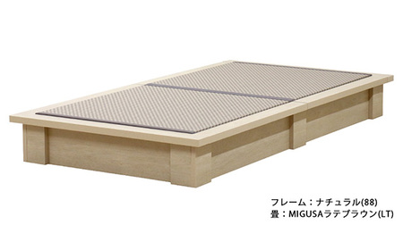 No.472-05 組み立て式　392-migusa　日本製 セキスイMIGUSA畳使用 国内生産デザイン畳ベッド（ダブル）【フレーム色：ナチュラル（88）】【畳：ラテブラウン（LT）】