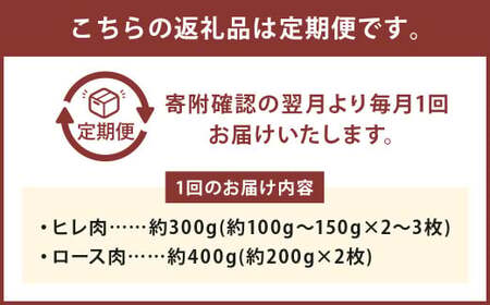 【12ヶ月定期便】くまもとあか牛 ステーキ用 ヒレ肉約300g（2～3枚）・ロース肉約400g（2枚）計700g 肉 お肉 牛肉 あか牛 ヒレ ロース ステーキ 国産 熊本県 人吉市