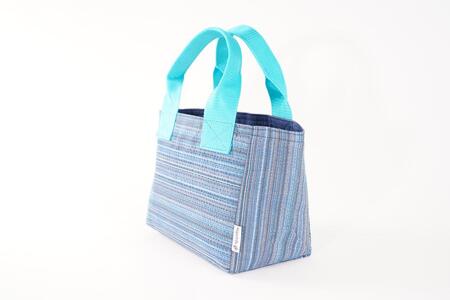 【カラー：マゼンダ×紺格子】カラフル阿波しじら織トート（小）