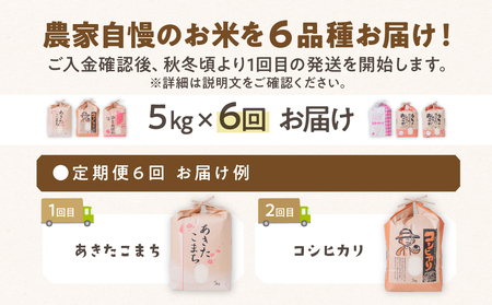 【 令和8年産 】6品種 食べ比べ定期便 5kg ×6回 6か月 計 30kg 米 こめ ごはん 白米 岐阜県産 本巣市 お米 精米 おにぎり 弁当 やわらかい もちもち 旨味 甘い 和食 寿司 アグリード 先行予約 2026年 9月下旬頃〜発送開始 新米