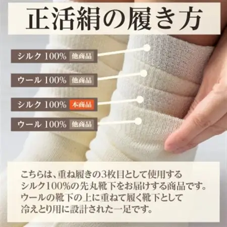 正活絹 冷えとり靴下 シルク先丸 2足セット(Lサイズ)_装飾品・工芸品  服飾小物 _【1584117】