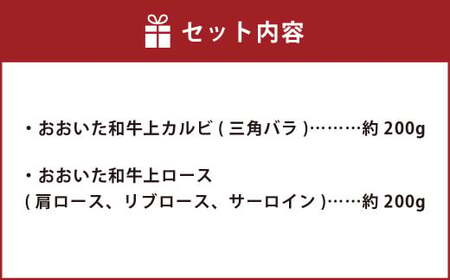 おおいた和牛 食べ比べ セット B（ 上カルビ & 上ロース ）（合計約 400g ）2～3人前 