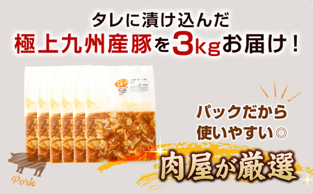 【14営業日以内発送】【にんにく醤油】九州産豚 タレ漬け 3kg 豚肉 肉 お肉 九州産 味付け 小分け 簡単調理