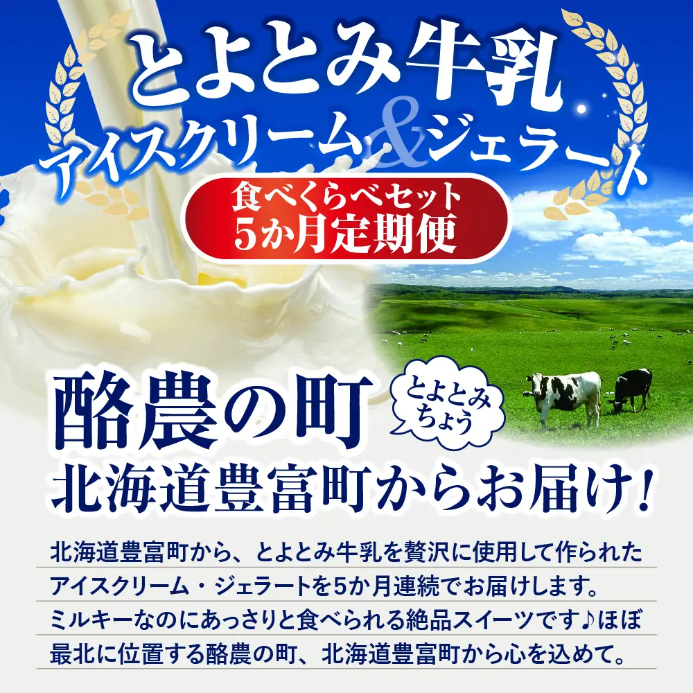 【5か月定期便】とよとみアイスクリーム ジェラート 食べくらべセット