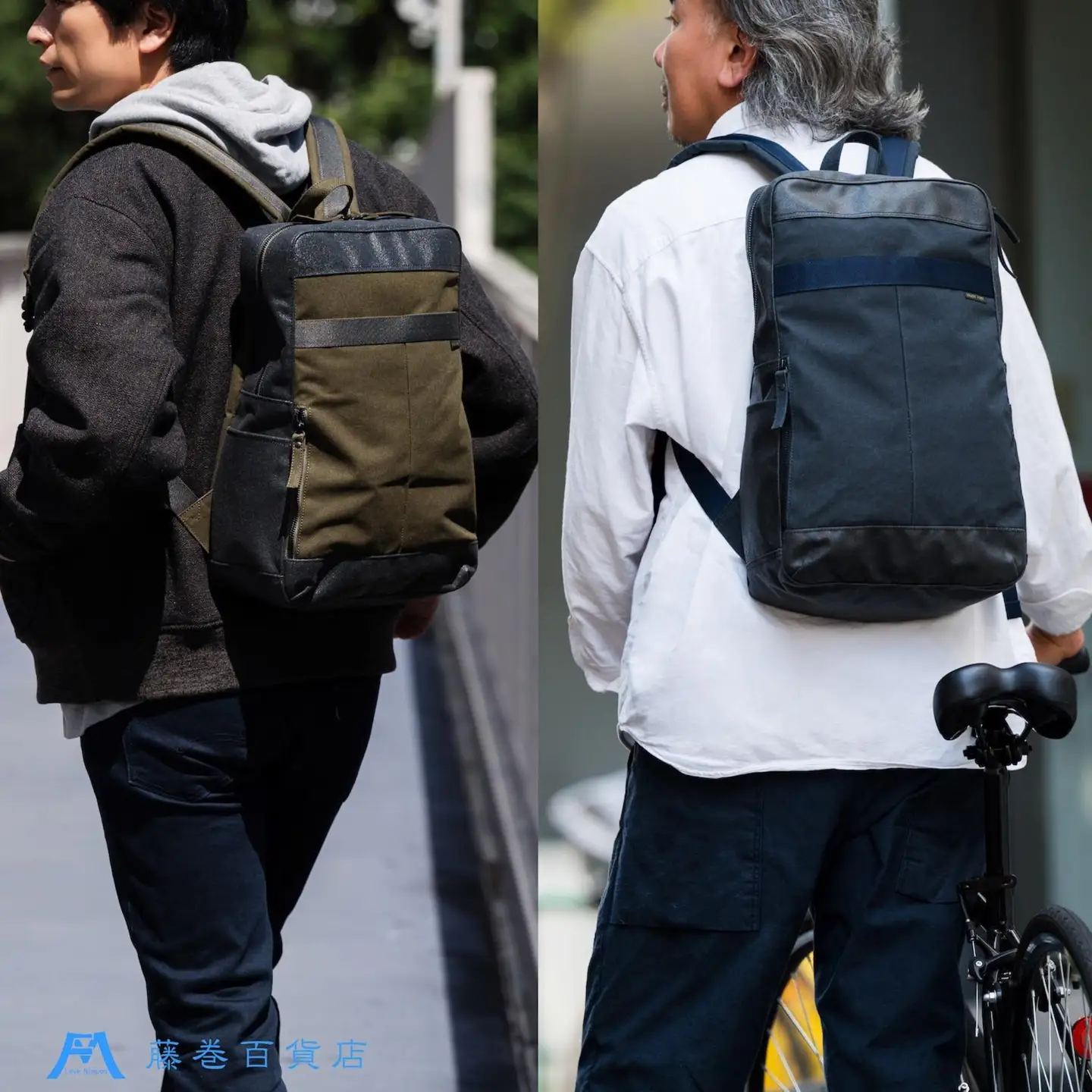 【BAGGY PORT】藤巻百貨店別注10ozシェルターダック×幌帆布のリュック【カラー：カーキ】
