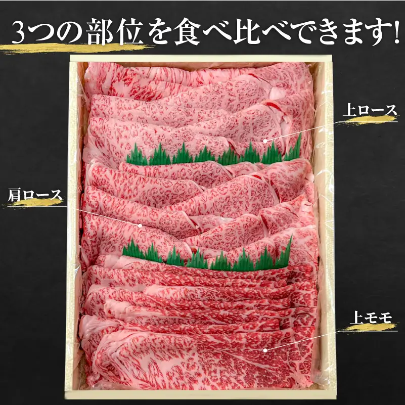 【A5ランク近江牛】しゃぶしゃぶ 特選！食べ比べセット（600g）（折箱入り）（上ロース・肩ロース・赤身上モモ）/ 近江牛