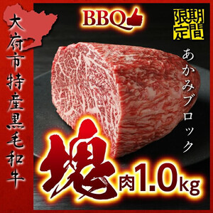 【期間・数量限定】大府市特産　A5黒毛和牛特選あかみ塊肉　1.0kg