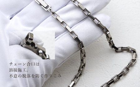 幅4mmボックス / チタンネックレス / SQUARE CORNER / 中折れ留め具 【60cm】 チタン製 【ネックレス チェーン アクセサリー おしゃれ つけっぱなし 軽量】 [L-20302_04]