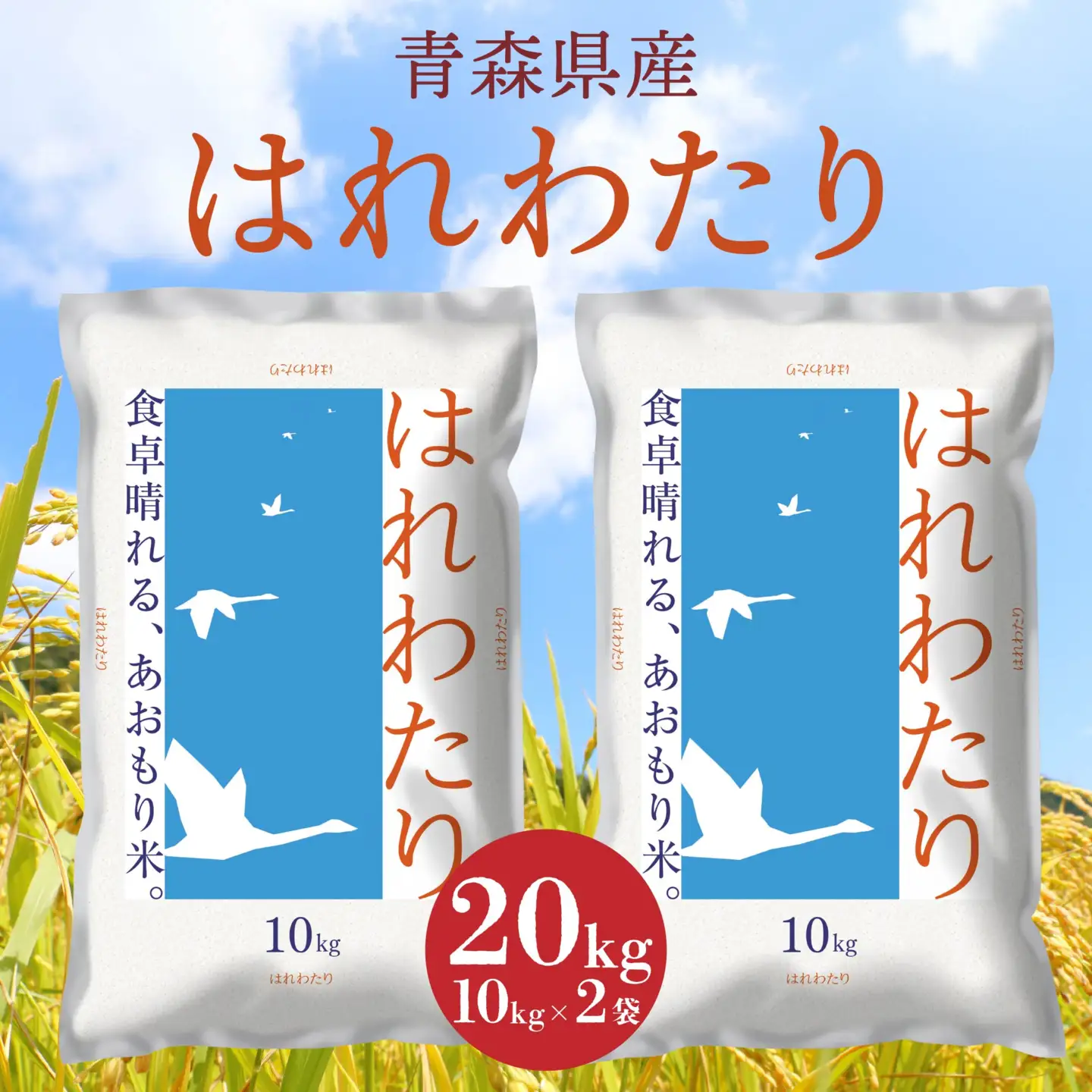 青森県産 はれわたり 20kg 10kg×2袋 令和7年産 米 精米 白米 お米 青森県産