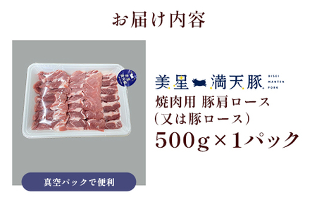 美星満天豚 豚肩ロース（又は豚ロース）500g（真空パック）焼肉用