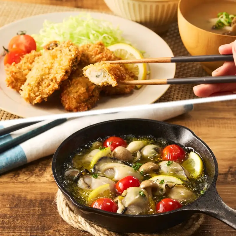 飯塚市人気の魚介類詰合せ 牡蠣・むき海老【12ヵ月定期便】【L6-002】