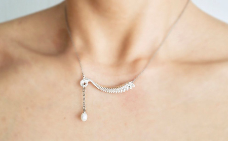 本物のタコを型取りしたネックレス clavicle シルバー silver アクセサリー パール ファッション F6L-1111
