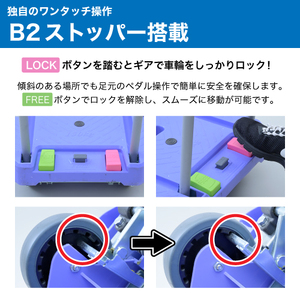 コンパクトキャリー ストッパー＆荷崩れ防止ガイド付き (積載荷重150kg) ピタッと止まる静運キャリー YNC-7050RB ナンシン [0526]