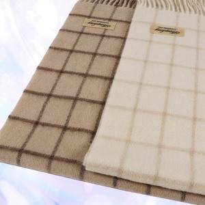 無染色 カシミヤ マフラー チェック柄 66403 男女兼用 オフホワイト ／ まちづくり観光振興機構 防寒 レディース メンズ 通勤 通学 プレゼント ギフト 奈良県 田原本町