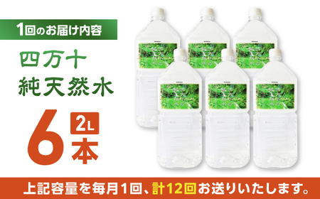 【12回定期便】【モンドセレクション受賞】四万十純天然水 各月2L×6本 計72本 / 水 天然水 飲料水 ミネラルウォーター 定期便【株式会社 四国健商】[ATAF103]