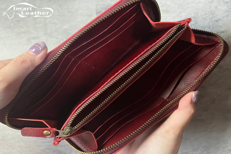 【伊万里レザー】ラウンドファスナー長財布【職人手縫い】 115-N238